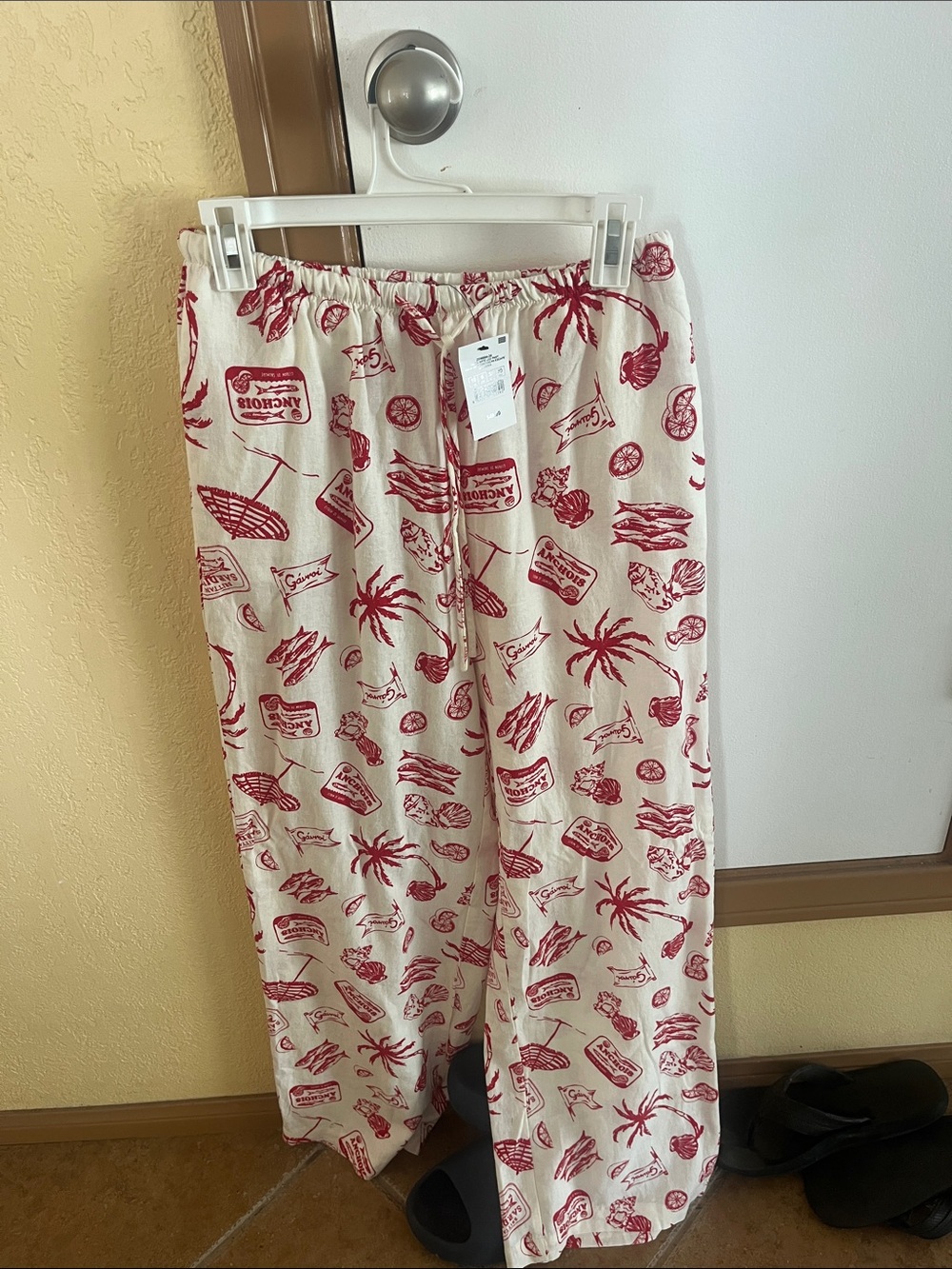 Mediterranean Escape Wide Leg Pants in Cream & Red